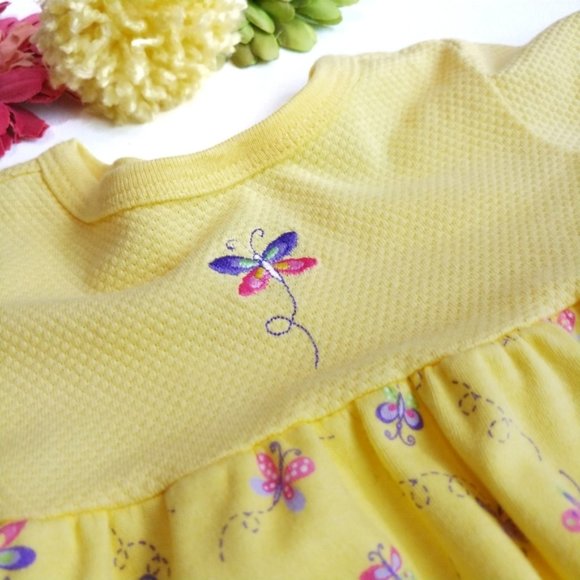 Sweet 2 Piece Yellow Butterfly Dress & Bloomers - Picture 3 of 6